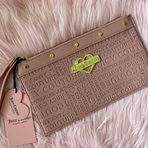 NWT Juicy Couture Logo Blush Pink Glam Wristlet Clutch Wallet